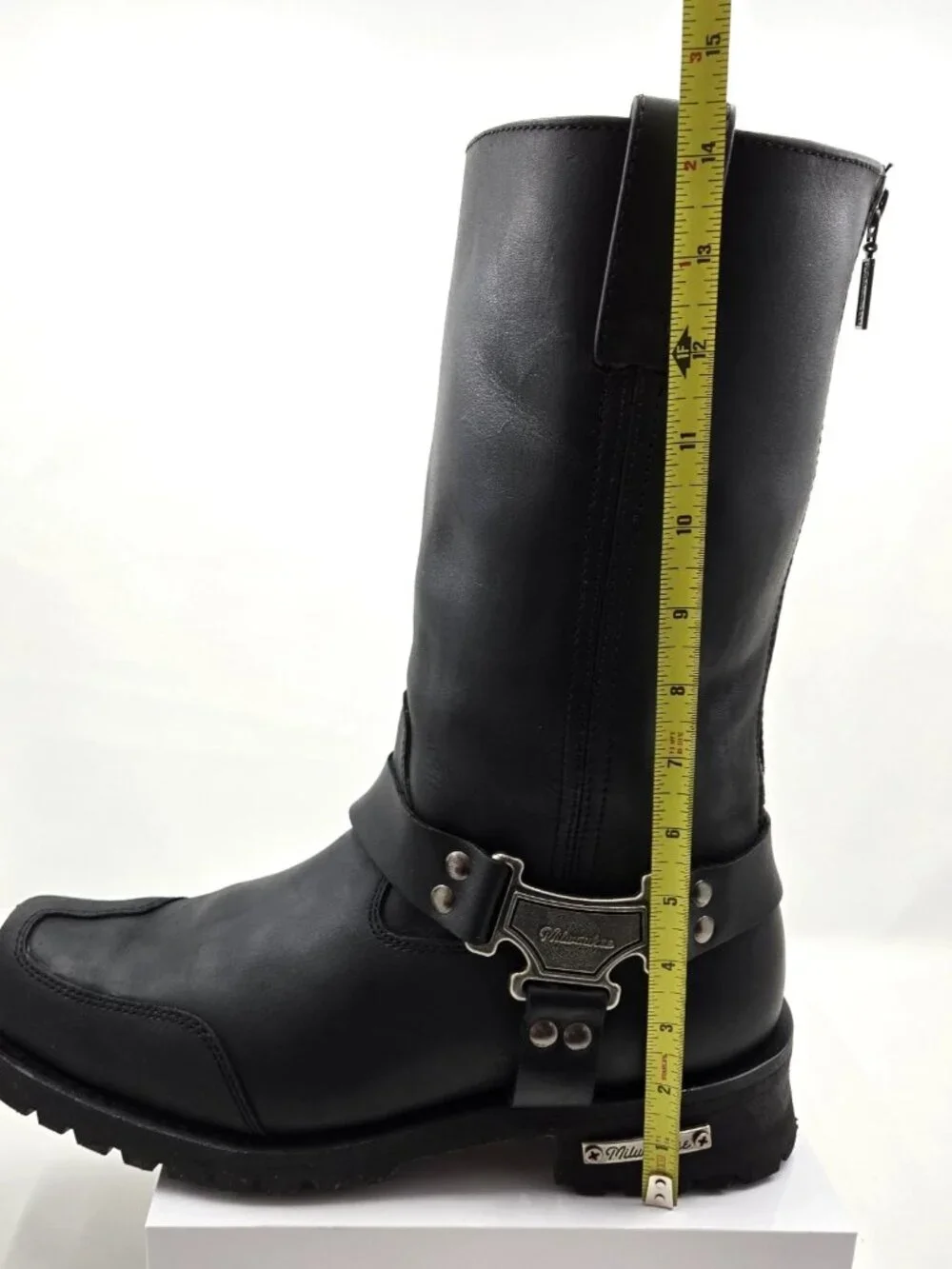 Milwaukee MB411 Mens Size 13D Black Motorcycle Drag Harness Back Zip Biker Boots